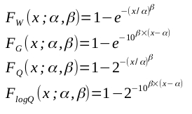 Standard equations of psychometric functions